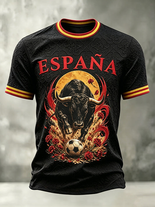 Men's Spain Football Fan Round Neck Short sleeves t-shirt