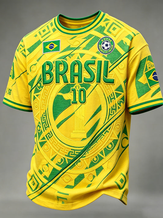 Men's Brazilian Football Print Short Sleeves T-shirt