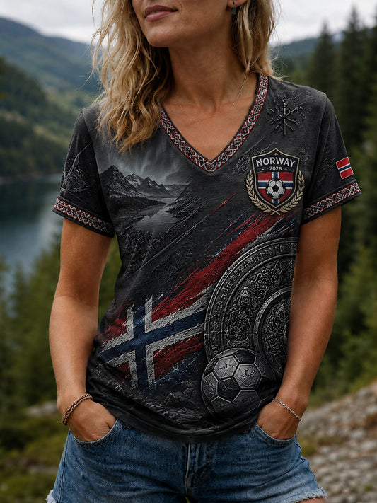 Women's Heia Norge Football Fan Graphic T-shirt