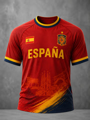 Men's Spanish Football Printed Casual short sleeves t-shirt