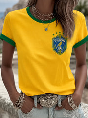 Women's Gift For Football Fans Print Casual  Short Sleeve T-shirt
