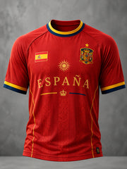 Men's Spanish Football Printed Casual short sleeves t-shirt