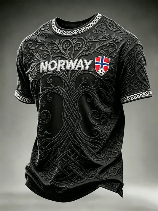 Men's Norway Football Viking Tree of Life Celtic Knot Print short sleeves t-shirt