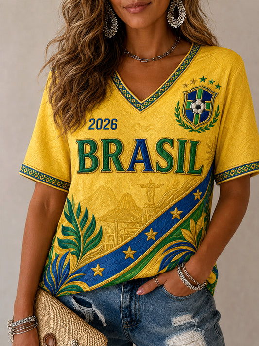 Women's Gift For Football Fans Print Casual V-Neck Tee