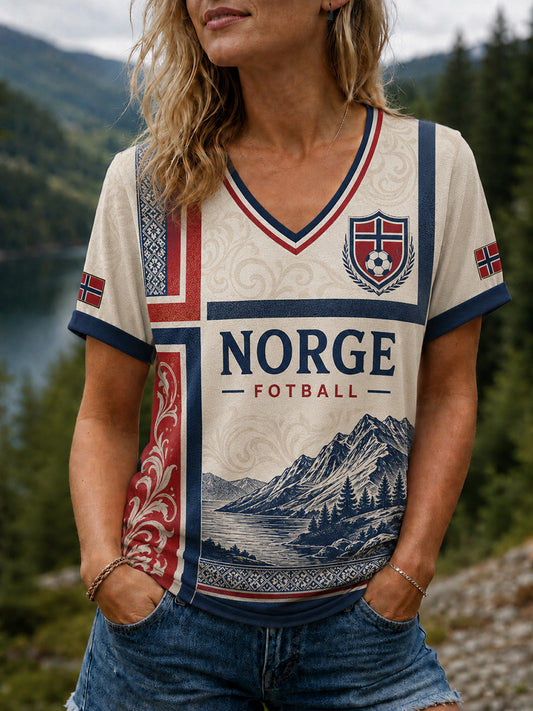 Women's Heia Norge Football Fan Graphic T-shirt