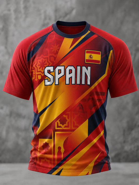 Men's Spanish Football Printed Casual short sleeves t-shirt