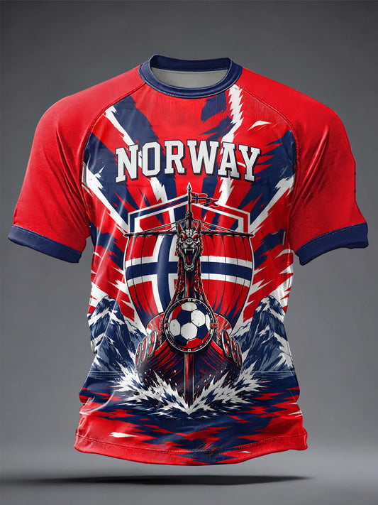 Men's Norge Football Printed Casual short sleeves t-shirt