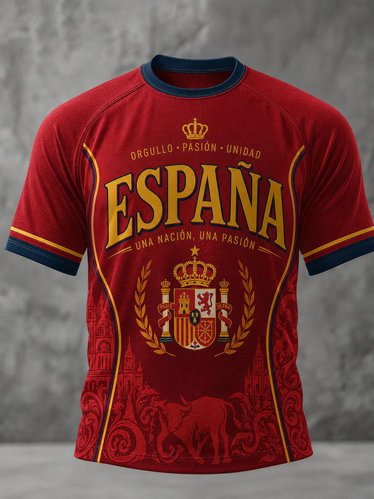 Men's Spanish Football Printed Casual short sleeves t-shirt