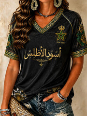 Women's Moroccan Soccer V-Neck T-Shirts