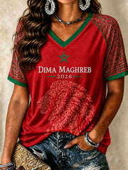 Women's Moroccan Soccer V-Neck T-Shirts