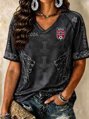 Women's Norwegian Football V-Neck T-Shirts