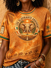 Women's Ivory Coast Elephant Pride Art Printed T-shirt
