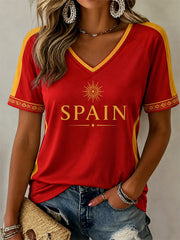 Women's Gift For Football Fans Print Casual V-Neck Tee