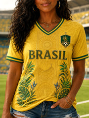 Women's Gift For Football Fans Print Casual V-Neck Tee
