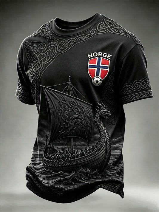 Men's Norway Football Viking Ship Celtic Knot Print short sleeves t-shirt