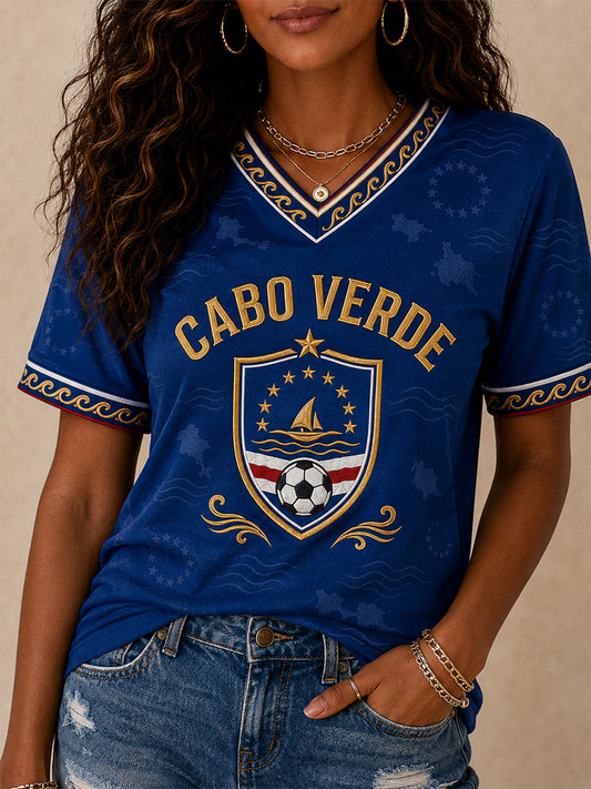 Women's Gift For Football Fans Print Casual V-Neck Tee
