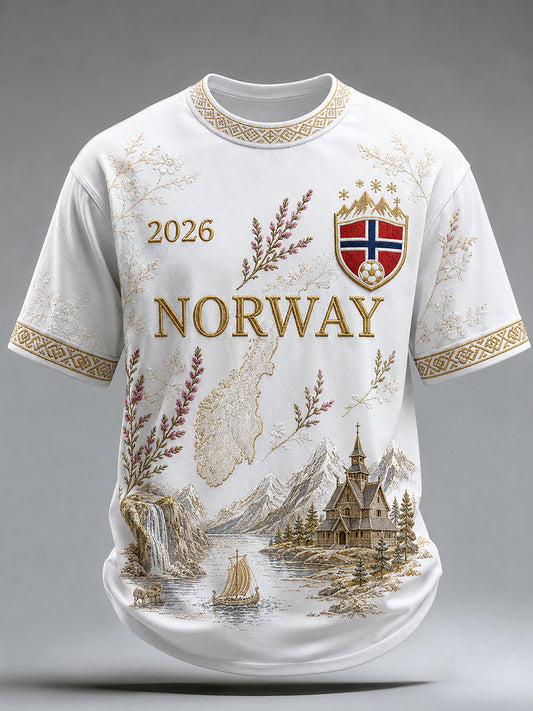 Men's Norway Football Print Casual T-Shirt