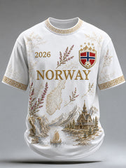 Men's Norway Football Print Casual T-Shirt
