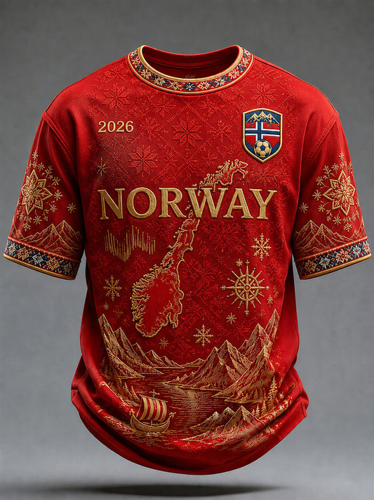Men's Norway Football Print Casual T-Shirt