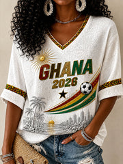 Women's 2026 Ghana Football Style Waffle T-shirt