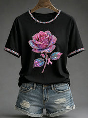 Women's Breast Cancer Awareness Print Casual T-Shirt