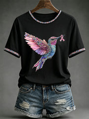 Women's Breast Cancer Awareness Print Casual T-Shirt