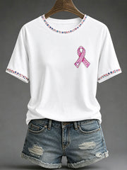 Women's Breast Cancer Awareness Print Casual T-Shirt