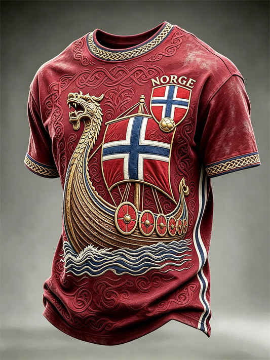 Men's Norway Football Viking Ship Celtic Knot Print short sleeves t-shirt