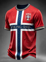 Men's Norway Football Inspired Viking Celtic Print Short Sleeves T-shirt