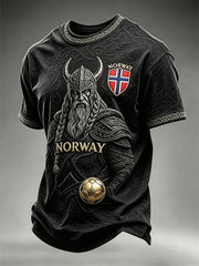 Men's Norway Football Viking Warrior Celtic Knot Print short sleeves t-shirt