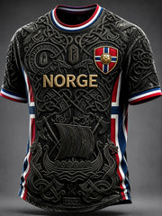 Men's Norway Football Viking Inspired Art Print Short Sleeves T-shirt
