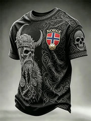 Men's Norway Football Viking Warroir Skull Celtic Knot Print short sleeves t-shirt