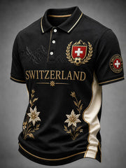 Men's Swiss Football Lover Art Print Polo