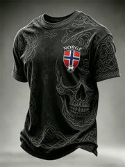 Men's Norway Football Viking Skull Celtic Knot Print short sleeves t-shirt