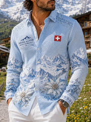 Men's Swiss Football Lover Art Print Waffle Casual Shirt
