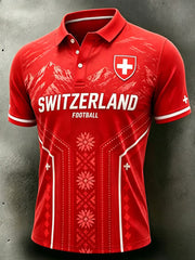 Men's Swiss Football Lover Art Print Polo