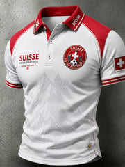 Men's Swiss Football Lover Art Print Polo