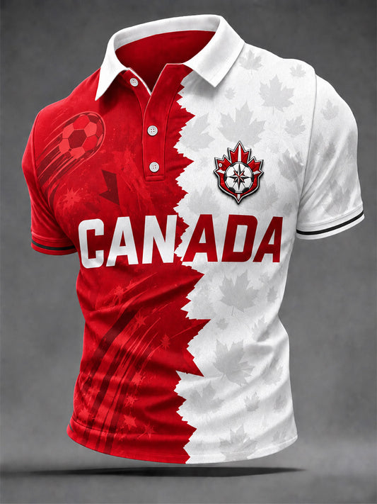 Men's Canada Soccer Graphic Print Casual Polo