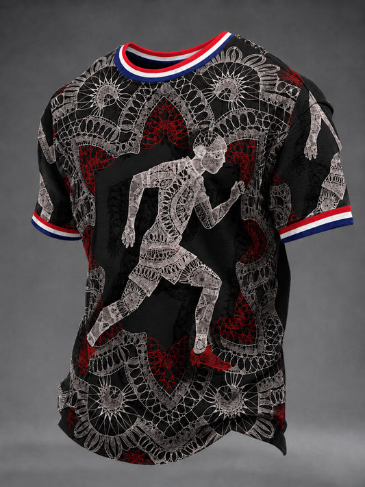 Men's Paraguay Football Fan Gift Art Print Casual Short Sleeve T-shirt