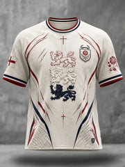 Men's England Football Lover Lions Roses Art Printed T-shirt