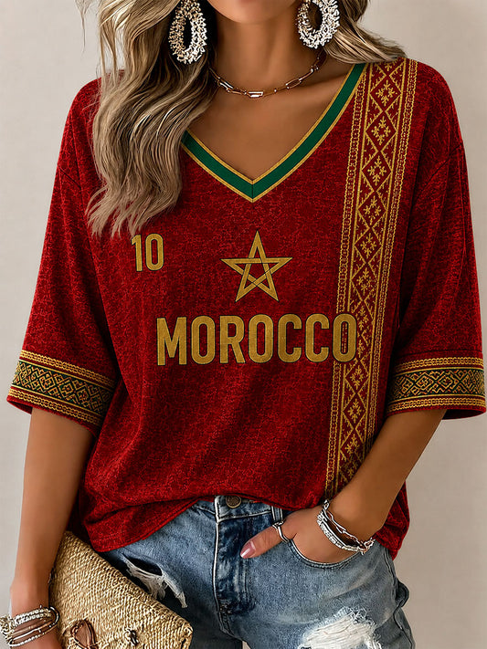 Women’s Morocco Football Printed Casual T-Shirt