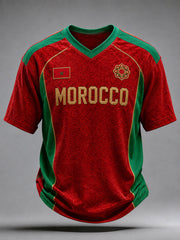 Men's Morocco Football Print Casual T-Shirt