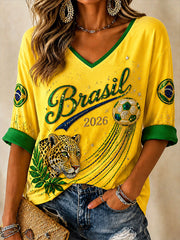Women's 2026 Brazil Football Style T-shirt