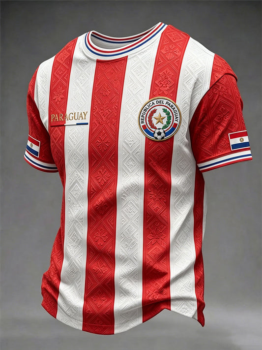 Men's Paraguay Soccer Short Sleeves T-shirt