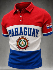 Men's Paraguay Football Fan Gift Art Print Casual Short Sleeve Top