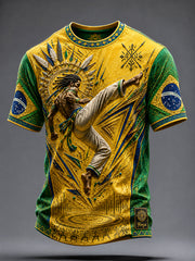 Men's Brazil Football Lover Aart Printed T-shirt