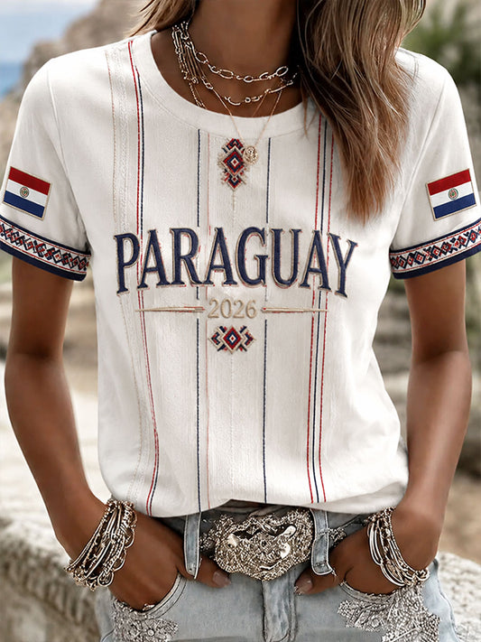 Women's 2026 Paraguay Football Style T-shirt