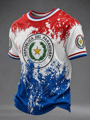Men's  Paraguay Football Fan Gift Art Print Casual Short Sleeve T-shirt