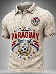 Men's  Paraguay Football Fan Gift Art Print Casual Short Sleeve Top