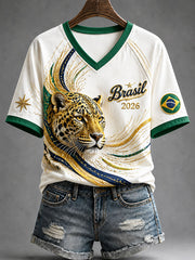 Women's 2026 Brazil Football Style T-shirt